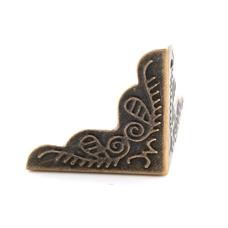 12 ks Rohových držáků Bronzové Trojúhelníkové Vyřezávané Rohový chránič pro skříně Dekorace pro domácí nábytek Dřevěná krabička Ochranný držák hran