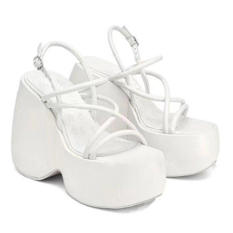 Women's Plus Size Waterproof Platform Wedge Sandals with One-Strap Buckle