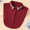 Fake Collar Shirt Rhinestones Faux Pearl Detachable Adjustable Embellished Tops Half Shirt Collar Formal Event Collar