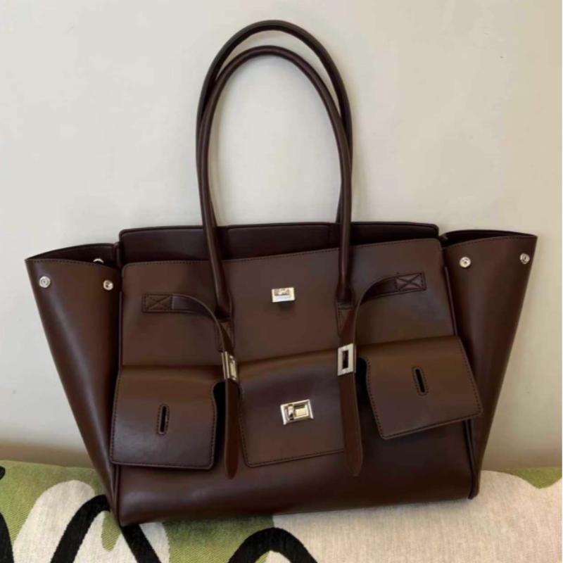 Borsa Tote ad Ala in Pelle di Alta Qualità, Grande Capacità, Lusso, Tendenza, Texture Avanzata, Semplice, Morbida, Resistente all'Usura, Borsa da Viaggio