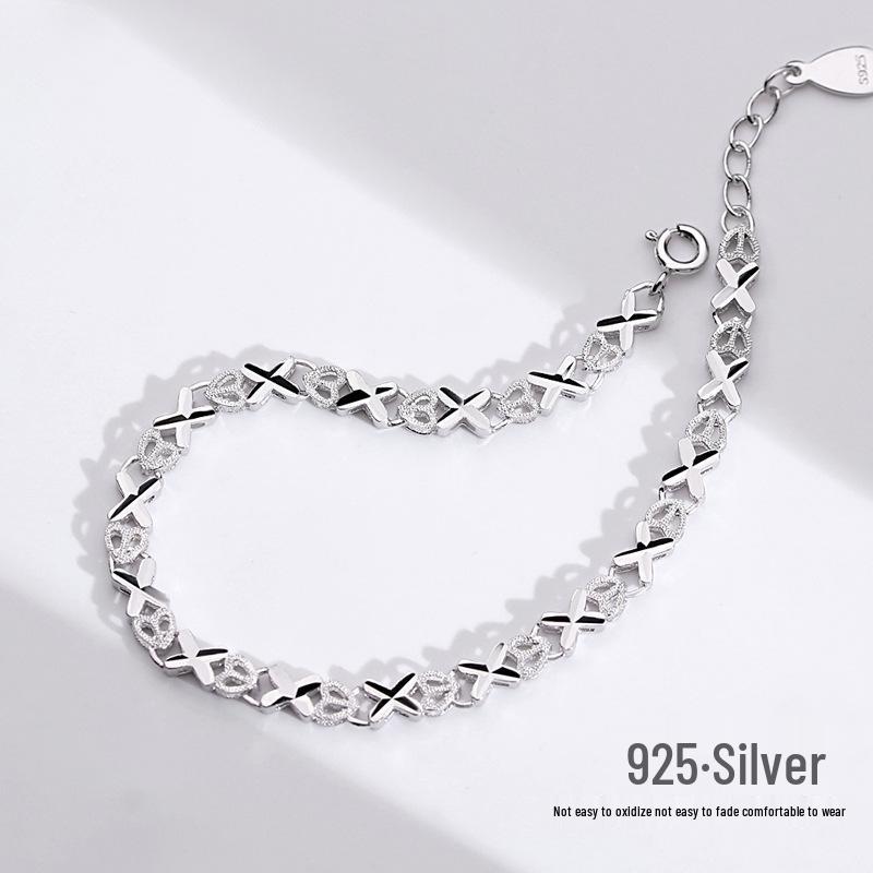 Korean Style Sterling Silver Crystal Beaded Bracelet for Women - Simple, Personalized Gift for Girlfriend or Bestie