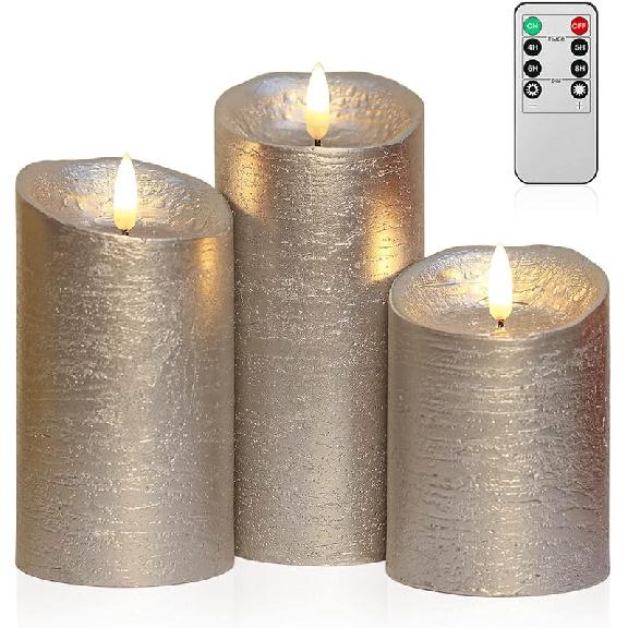 ANGELLOONG Glass Battery Operated Candles with Remote, Flameless Candles with Flickering Flame, Pillar LED Electric Timer Candle for Home Decor,