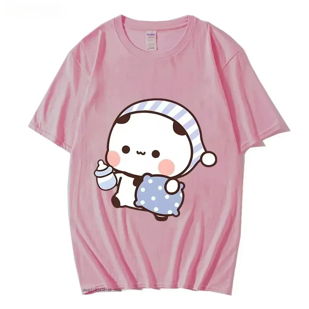 Maglietta per Coppia Carina BuBu Panda Che Va a Dormire con Grafica Orsetto DuDu Maglietta Abbigliamento Donna Top con Maniche Abbigliamento Donna