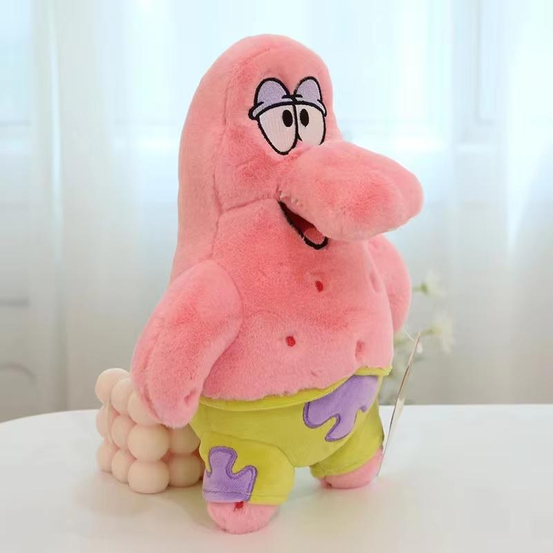 Cute Muscle Spongebob Squarepants Plush Doll Patrick Star Cartoon Toy With Tote Bag