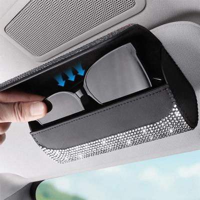 Fashion Bling Car Glasses Case Anti-pressure Hard Shell Sunglasses Case Rhinestone Eyeglass Storage Box Car Assessoires
