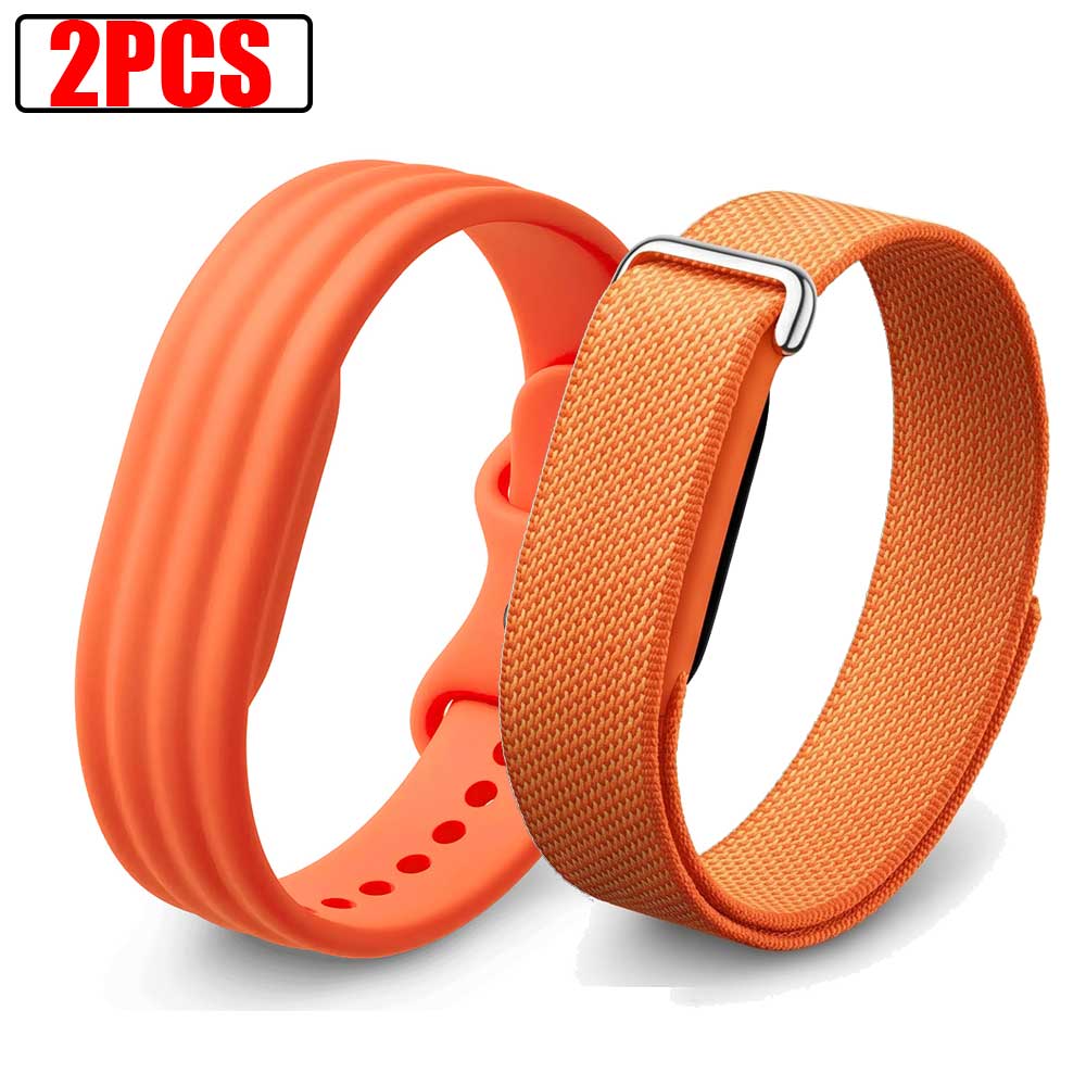 2 Stück Silikon+Nylon Armband für Google Fitbit Air Strap Verstellbares Ersatz-Armband für Fitbit Air Fitness-Tracker Armband