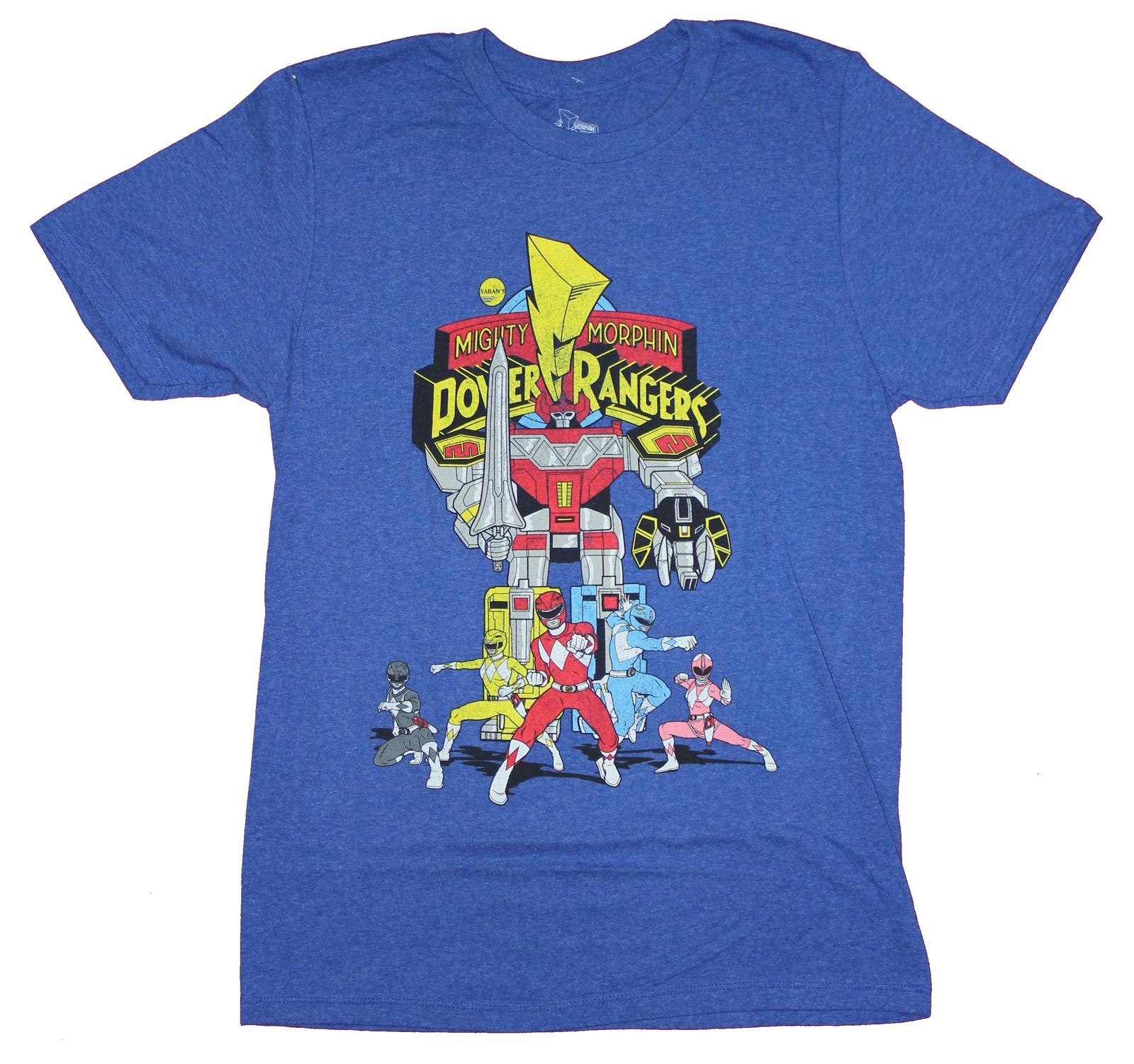 Mighty Morphin Power Rangers Mens T-Shirt - Group Under Megazord Distressed XL
