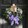 Port Love Cross Wreath Easter Spring Wreath Cross Front Door Wreath Door Hanging Decoration