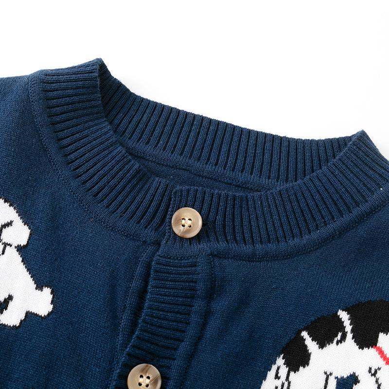 Kids' Spring/Autumn Korean Cartoon Puppy Jacquard Cotton Cardigan Sweater for Boys & Girls