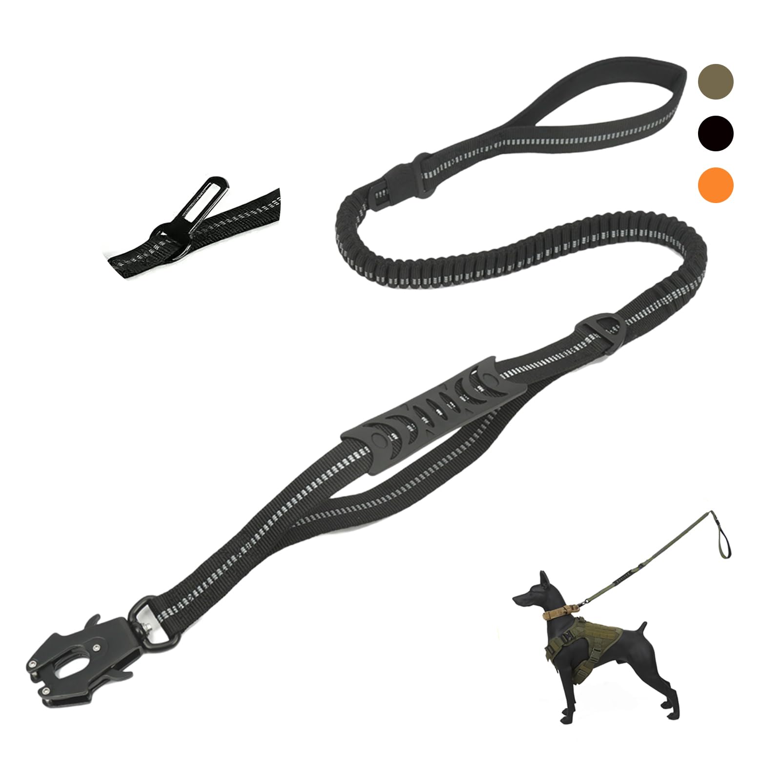 

PawishPeace Dog Large Medium for and Leash, & Dogs, Long, Retractable, Car-Safe, Reflective, Double-Grip, Heavy-Duty Nylon, Training, Walking, чёрный