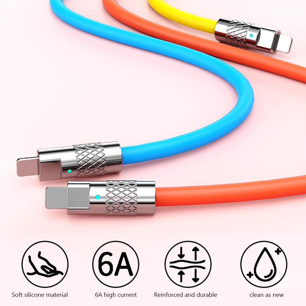 120W 6A Schnellladekabel Typ-C Flüssigsilikon-Kabel Quick Charge USB-Kabel Kompatibel für iPhone