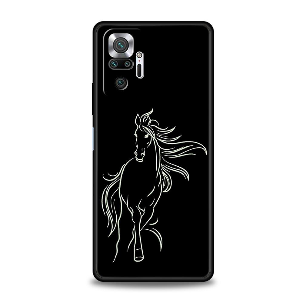 Animal Art Horse Phone Case For Xiaomi Redmi Note 14 13 5G 10 11 12 Pro Plus 4G 14C 13C 12C 10C Black Cover