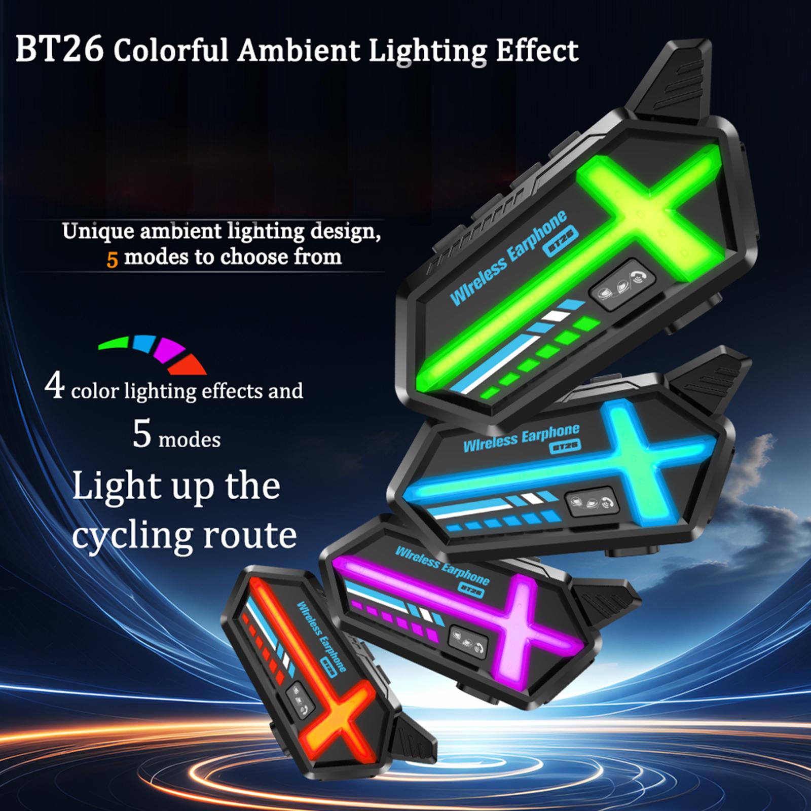 

BT26 500m Intercom Motorcycle Helmet Bluetooth-Compatible Headset Waterproof Noise Cancelling Earphone Type A