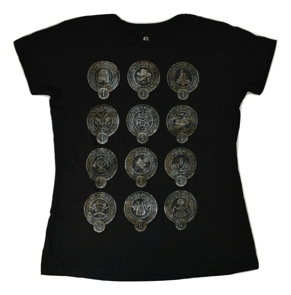 The Hunger Games Juniors District Seal Stones Black Shirt New S-2XL