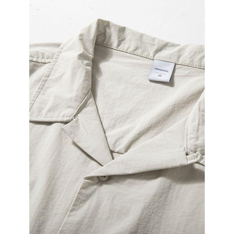 Functional Style Short-Sleeved Men's Summer Lightweight Quick-Drying Elastic Breathable Shirt with Cuban Collar Loose Casual Half-Sleeve Trendy