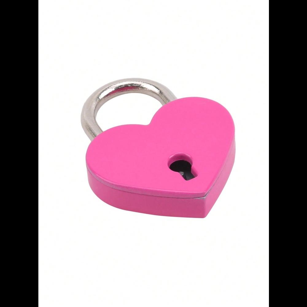 Buntes Metall-Vorhängeschloss in Herzform mit Schlüssel Taschenzubehör Liebes-Vorhängeschloss Skelettschlüssel Herzförmiges Vorhängeschloss, Liebliches kleines herzförmiges Metallschloss