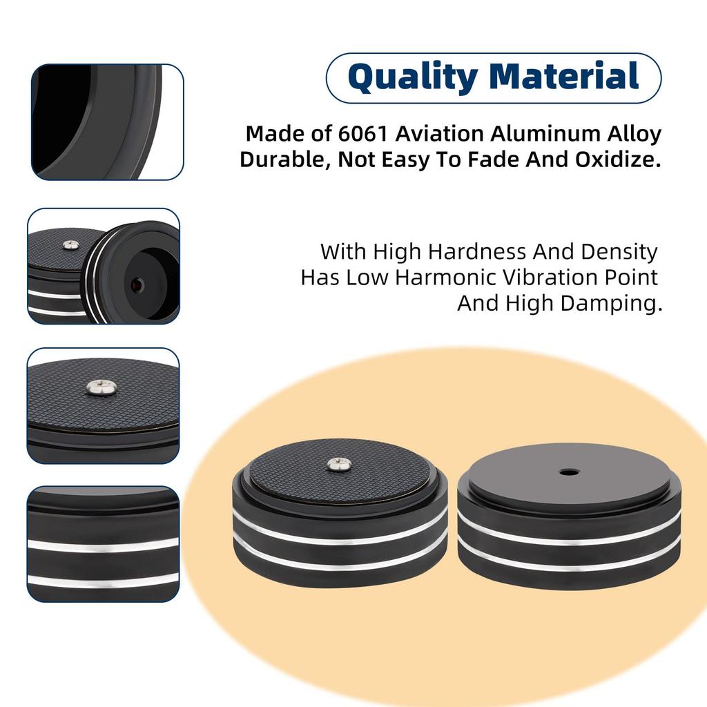 Monosaudio Speaker 400kg Weight Improved Audio Sound Vibration Compatible with 3M Tape and Screw for Home AV and Sound 4-Piece Insulators, Aluminum,