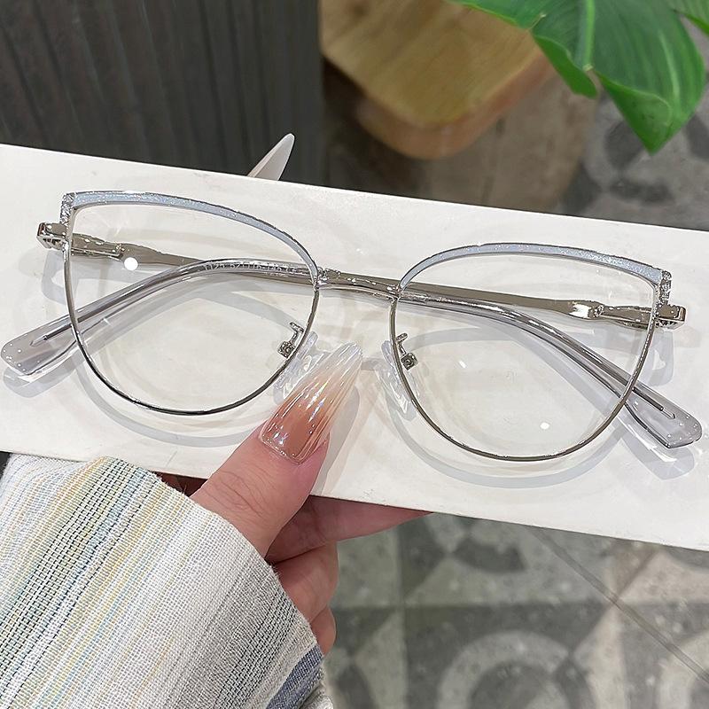 Cat Eye Shape Glasses Frame Women Korean Style Rhinestone Decoration Woman Glasses Fashion Stylish Decorative Glass