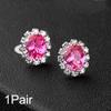 1Pair Jewelry Shiny Alloy/Plastic Charm Oval Colorful Zircon Crystal Stud Earrings Women