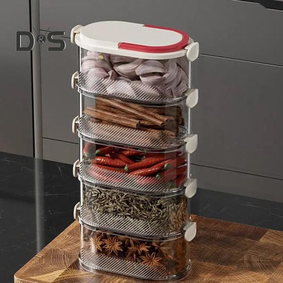Spice Storage Box Seasoning Jar Food Grade BPA Free Large Capacity Transparent Stackable Sealed Spice Organizer