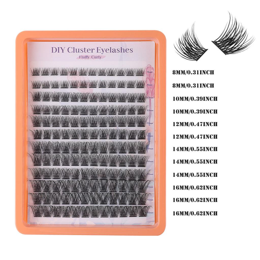Einzelner Cluster C-Bogen Mehrhaar-Falsche Wimpern-Set 8-16mm DIY Segmentierte Grafting Dicke Wimpern