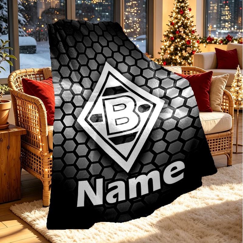 Custom Name Personalized Borussia Monchengladbach Print Blanket, Home Decor, Bedroom, Sofa, Camping, Couch, Gifts for Birthday Christmas