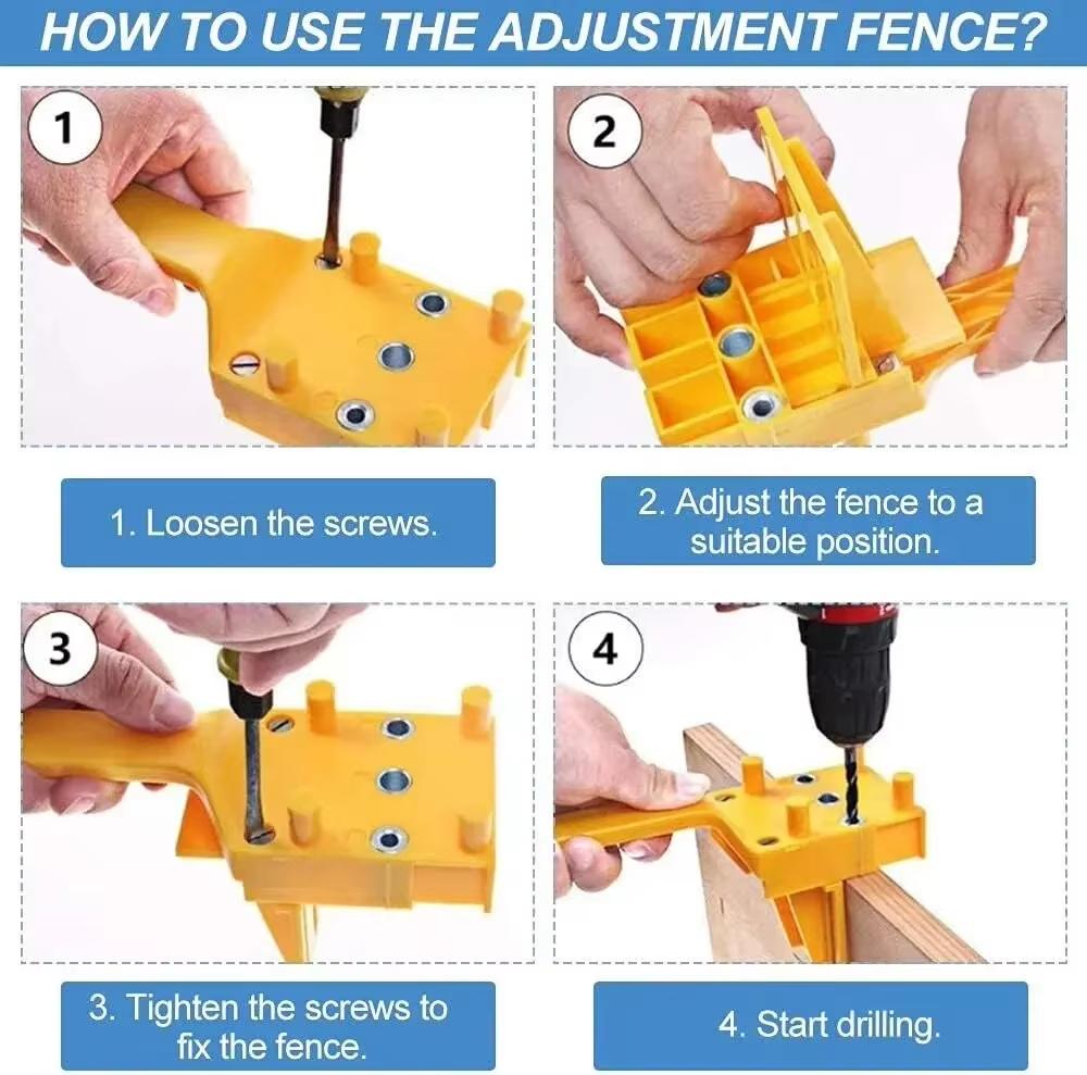 Woodworking Dowel Handheld Drill Guide and Hole Saw Tool 6/8/10mm Drill Bit For Carpentry Straight Hole Locator Clamp