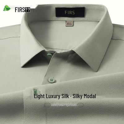 Shanshan Herren Hemd mit kurzen Ärmeln, Business Casual, Modal-Seidenmischung