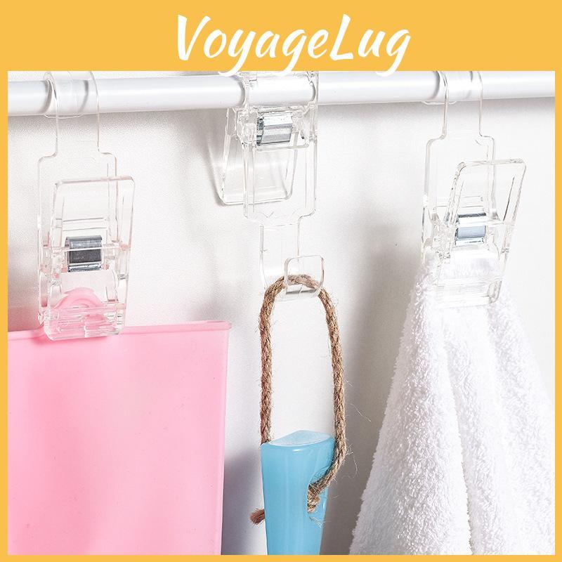 Multi Clear Functional Plastic Clip Hooks Bathroom Towel Hanging Organizer Tool