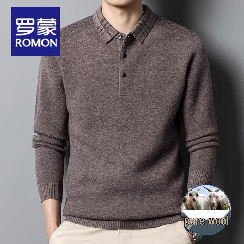 

Мужской свитер Luomeng из 100% шерсти с утолщенным воротником поло M