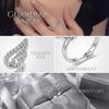 Sparkle Luxury Zircon Angel Wing Open Ring for Women Adjustable Silver Color Promise Ring Romantic Party Valentine Jewelry Gift