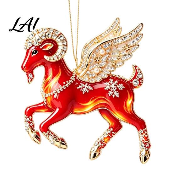 Acrylic Ornament for Restaurant 2PCS Christmas Goat Hanging Ornaments Decorative 2D Tree Birthday Party Decor Pendants Lightweight Festive Ornaments