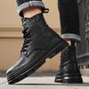 Italian Genuine Leather Outdoor Ankle Boots Lightweight Casual Boots Men Boots Designer Work Boots Classic Handmade Boots Black