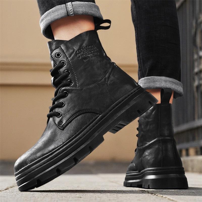 Italian Genuine Leather Outdoor Ankle Boots Lightweight Casual Boots Men Boots Designer Work Boots Classic Handmade Boots Black