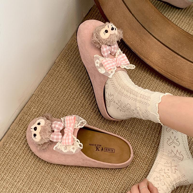 Internet celebrity cartoon cute thick-soled bag head slippers women's summer wear 2025 new models with skirts versatile half-drag Birkenstocks