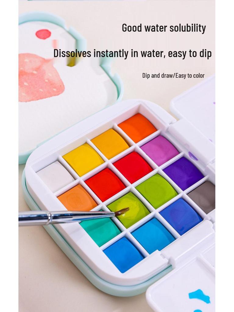 Blue Fruit Portable Watercolor Paint Set for Students - Refillable Travel Palette for Sketching