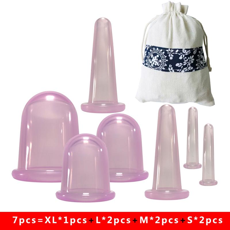 7PCS/Set  Silicone Massage Jars Suction Cup Plastic Dampness Expelling Body Release Pain Vacuum Cans Banks