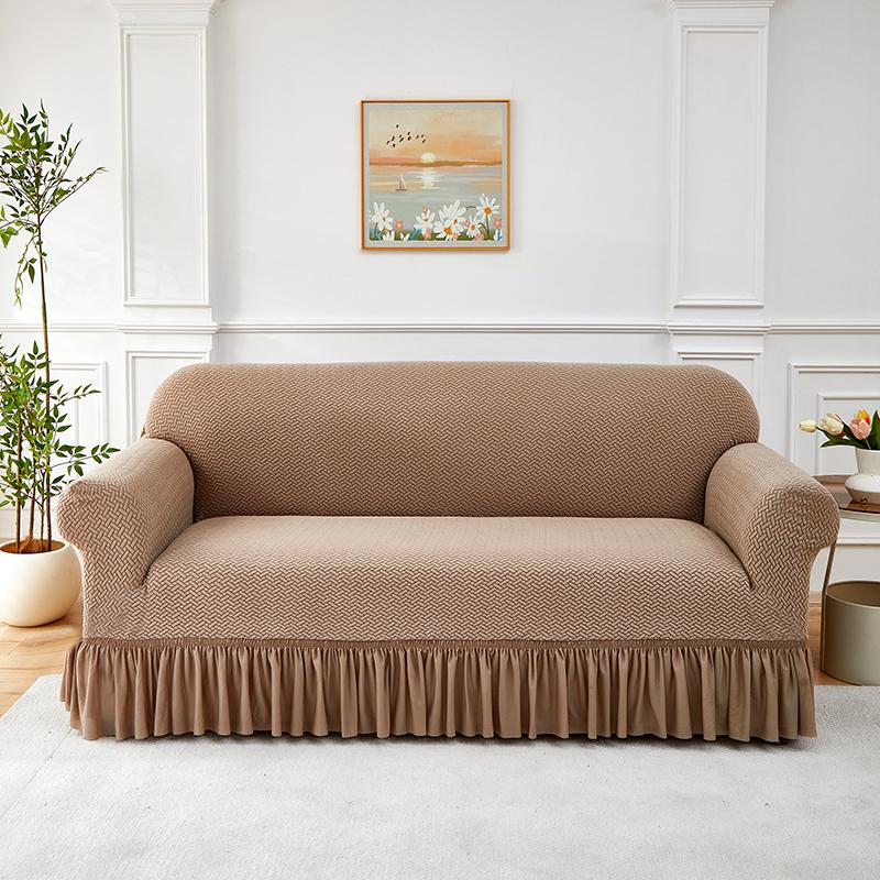 

1pc Skirt Stretch Sofa Cover Elastic Fit Soft Texture Jacquard Sofa Slipcover for Living Room Sofa Protector Couch Cushion Cover 1piece Single seat