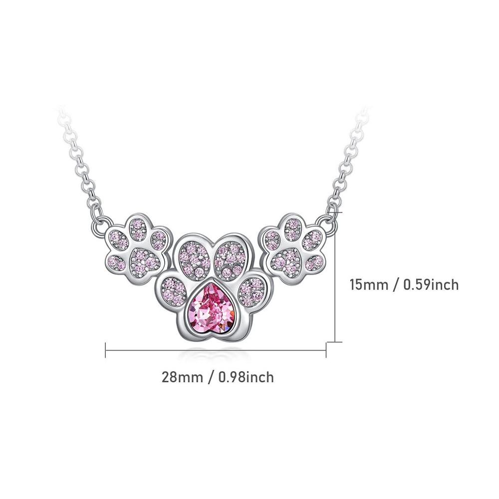 

New Geometric Zircon Heart Cat Dog Palm Print Pendant Necklace Earrings Female Unique Fashion Sweet Versatile Jewelry Gift