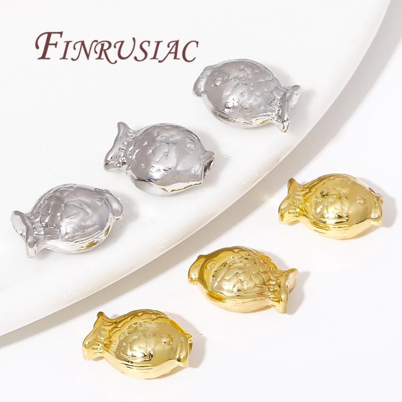 18K Gold Plated Fish Shape Beads,Metal Spacer Beads For Jewelry Making,Necklace Bracelets Beads DIY Accessories Findings