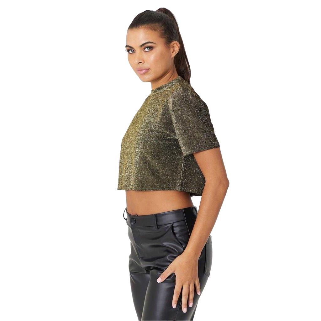 Be You Womens/Ladies Glitter Party Crop Top