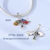 Original 925 Sterling Silver Charms Bead American Flag Independence Day Pendant Fit Original Bracelet For Women DIY Jewelry Gift
