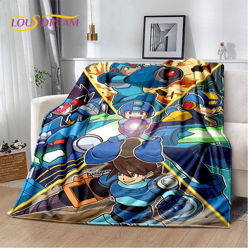 Retro Cartoon Rockman Mega Man Spel Zachte Dekens, Houd Warm Plaid Comfortabele Deken voor Picknick Bedden Bank Huis Slaapkamer