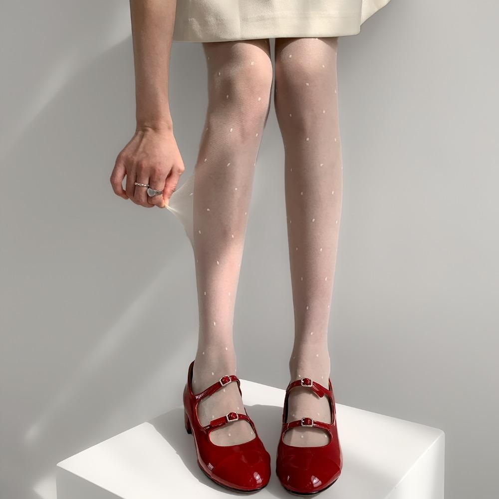 Black polka dot stockings anti-hooking sexy polka dot pantyhose children's summer thin jk white silk