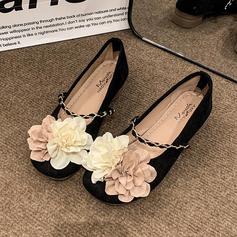 

Туфли Мэри Джейн одинарные туфли женские 2025 новая весна высококлассные туфли на плоской подошве темперамент вечерние туфли повседневные туфли для通勤 40 чёрный