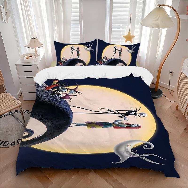 Nightmare Before Christmas Printed 3pcs Bedding Set Soft Microfiber 1 Duvet Cover And 2 Pillowcases Home Bedroom Decor Xmas Gift K1484