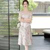 Tang Furen Elegant V-Neck Printed Summer Set
