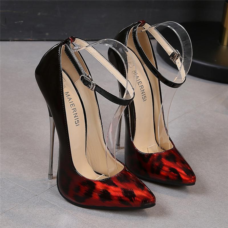 16cm Metal Extreme High Heels Shoes Woman Sexy Leopard Women's Heels Luxury Straps Pumps Party Stripper Dance Shoes Ladies Heels