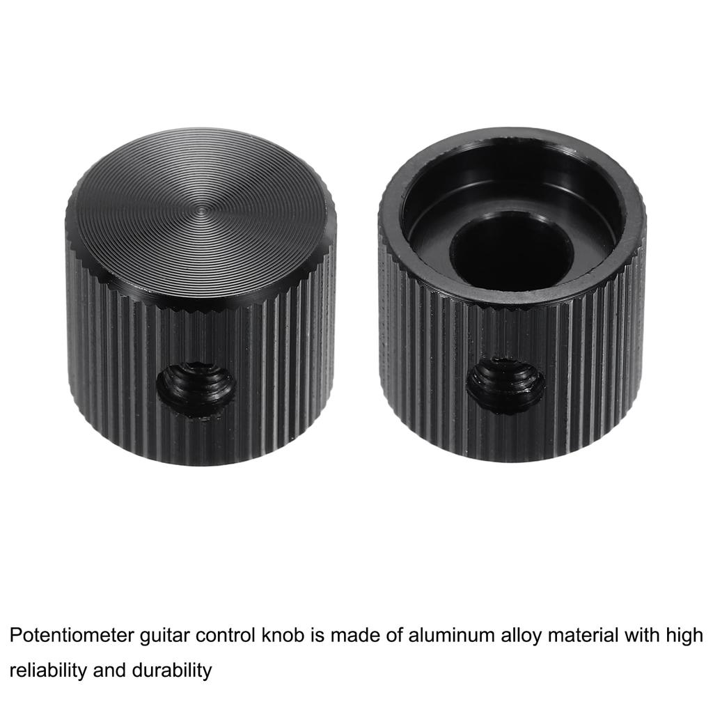 uxcell Aluminum Potentiometer Inner Diameter x Outer Diameter x Universal Volume and Tone Control Knobs for Guitar and Black 4-Piece Knobs, 1/4"