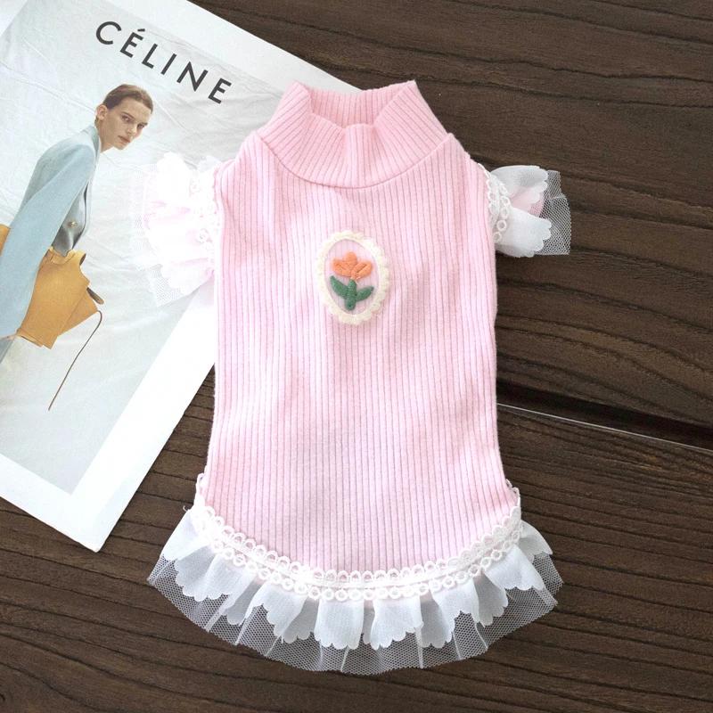 

Cat Dog Shirt Cat Puppy Small Dog Clothes Yorkshire Pomeranian Shih Tzu Maltese Poodle Bichon Frise Pet Clothing Pajamas Vest 3XL розовый